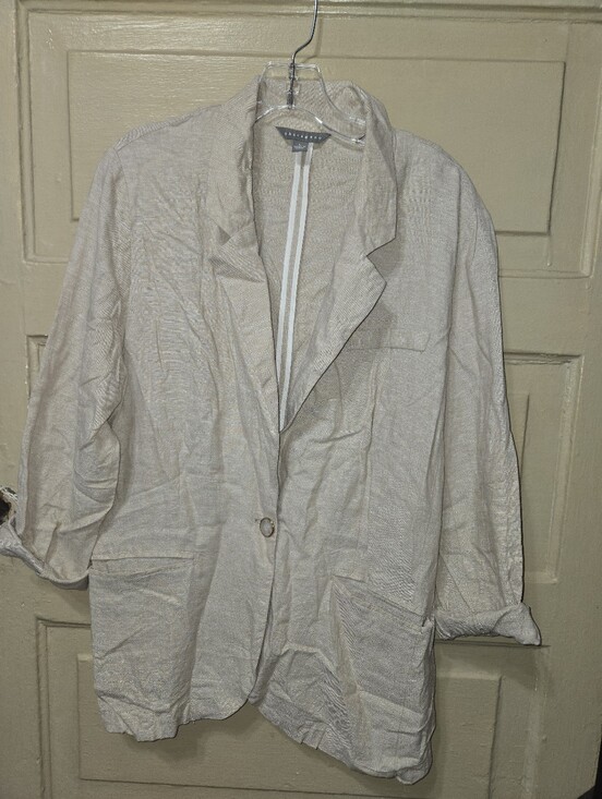 Sharagano Jackets & Blazers - Sharagano Linen Blend Sand Single Button Blazer EUC Size: L
